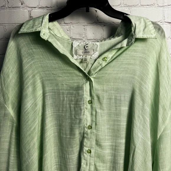 Cupio New Misty Jade green light romantic button up top size 3XL plus - Picture 5 of 6